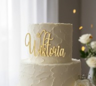 TOPPER NA BOK TORTU PERSONALIZACJA IMIĘ DEKORACJA złota plexa