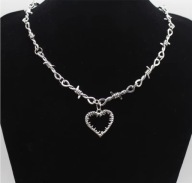 Łańcuch Drut Kolczasty + Serce metal punk gothic