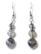 AW44 Kolczyki kamienie AGAT WĘŻOWY