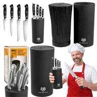 BLOK KUCHENNY DUŻY STOJAK NA NOŻE KUCHENNE UNIWERSALNY CZARNY PRĘCIKI XL