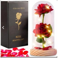 WIECZNA RÓŻA W SZKLE ŚWIECĄCA LED POMYSŁ PIĘKNY PREZENT NA WALENTYNKI