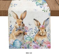 Bieżnik 120x33cm WIELKANOC WIOSNA ZAJĄCZKI PISANKI KWIATY B95-120