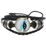 Skórzana bransoletka - Koń - regulowana długość, ozdobne dodatki - 20mm