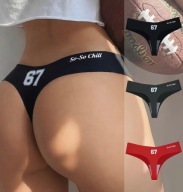 Stringi czarne bezszwowe bielizna bezszwowa z nadrukiem L/XL