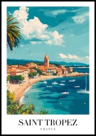 A2 PLAKAT SAINT-TROPEZ SAINT TROPEZ FRANCJA FRANCE LAZUROWE WYBRZEŻE