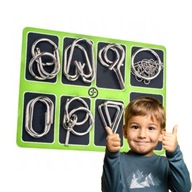 METALOWE PUZZLE ŁAMIGŁÓWKI ZESTAW ZAGADKA LOGICZNA UKŁADANKA Z DRUTU 8 szt