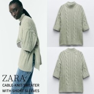 ZARA, sweter z krótkim rękawem i rozcięciem po bokach, M