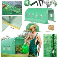 DUŻY TUNEL FOLIOWY 13,5m² SZKLARNIA STELAŻ 450x300 CM 8 OKIEN FOLIAK+GRATIS