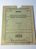 PKP - bilet pracowniczy - PRL -1953 r. 4