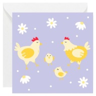 Kartka okolicznościowa na Wielkanoc - Kurki Pisklaki - 14x14 cm