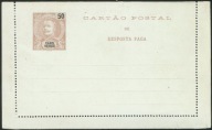 Cartao Postal de Resposta Paga 50 Reis Cabo Verde 1900