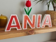 ANIA - IMIE, napis 3D, litery z żywicą perłową, prezent, dekoracja
