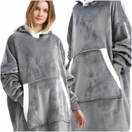 KOCOBLUZA KOC BLUZA OVERSIZE Z KAPTUREM SZLAFROK DUŻA GRUBA 2W1 FUTRZAKv