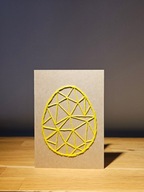 Kartka Wielkanocna - ręcznie haftowana - Pisanka żółta (jaskrawy)