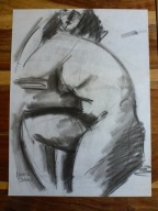 FRANCJA - MID CENTURY 1950/1960 - AKT RYSUNEK KOBIETA #3