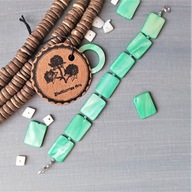 SURF Bransoletka miętowa masa perłowa szkło hematyt BlackberriesArts 17cm