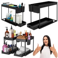 ORGANIZER DO KUCHNI ŁAZIENKI POD ZLEW WYSUWANY DWUPOZIOMOWY CZARNY