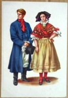 POCZTÓWKA - MARIA ORŁOWSKA-GABRYŚ - STRÓJ PYRZYCKI - grafika lata 60-te