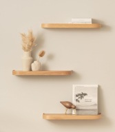 ZESTAW 3 PÓŁEK ŚCIENNYCH DREWNIANYCH NOWOCZESNE WISZĄCE ELEGANCKIE