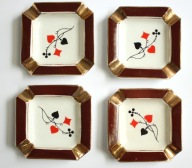 Potacki Popielniczka brydżowa, Ćmielów Polska, lata 60 PRL, kompet 4 sztuki