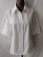 Bluzka koszulowa, biała w czarne prążki - XL