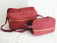 PODRĘCZNA TOREBKA MATERIAŁOWA NA RAMIĘ Z KOSMETYCZKĄ BURGUND