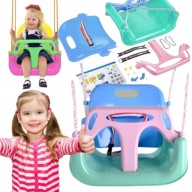 HUŚTAWKA KUBEŁKOWA Z PASAMI DLA DZIECI 3w1 DOMOWA OGRODOWA BEZPIECZNA 30KG