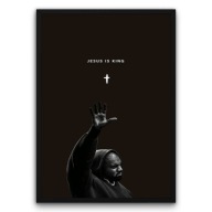 Plakat z ramą 21x30cm Jesus Is King Kanye West Winyl Niebieski Styl Retro