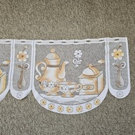 Zazdrostka żakardowa,biała z brązem,kuchnia szer.135cm x wys.45cm, 9x@