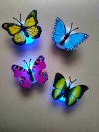 Świecące Motyle LED Naklejki 3D Kolorowe 4 szt Dekoracja