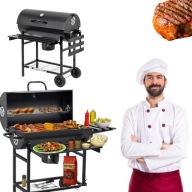 GRILL WĘGLOWY OGRODOWY BECZKA POPIELNIK DWA RUSZTY TERMOMETR KÓŁKA PÓŁKI
