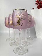 Złocony komplet kieliszki BOHEMIA do wina ręcznie zdobione złoto!