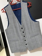 N Kamizelka garniturowa Moss krata odcienie niebieskiego popiel