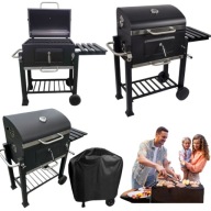 GRILL WĘGLOWY OGRODOWY RUSZT Z POKRYWĄ TERMOMETREM REGULOWANY DUŻY NA TARAS