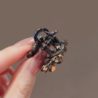 Spinka klips warkocz czarna brązowa kryształowa lśniąca 1 szt