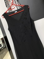 T Debenhams czerń przód ekskluzywne kwiaty z koralików i haftu duża XXL