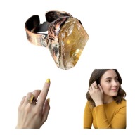 PIERŚCIONEK Z KAMIENIEM NATURALNYM CYTRYNEM SUROWY MIEDŹ REGULOWANY