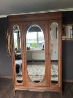 Francuska szafa dębowa lustra kryształowe frezowane SZYBKA DOSTAWA