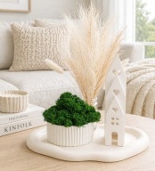 Zestaw domków dekoracyjnych mech taca klimat hygge