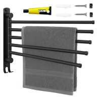 Wieszak łazienkowy – czarny mat, styl loft, obrotowe ramiona