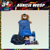 Plecak z maskotką dolnośląskiej Policji i kaskiem rowerowym w rozm. S | 2