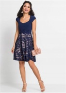 Tanio!_NOWA 269zł oryginalna sukienka kobalt_KORONKOWA spódnica_halka 44/46