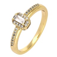 83905 Pierścionek pozłacany 18K średnica 20 mm elegancki z cyrkoniami