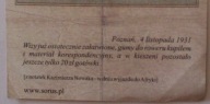 Poznań, 4 listopada 1931 ( z notatek K. Nowaka )