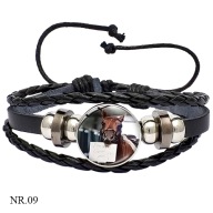 Skórzana bransoletka - Snap - Koń - regulowana długość, wymienne oczka