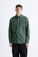 ZARA bawełniana koszula denim relaxed fit zielona M