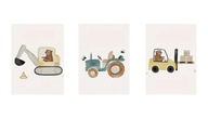 "Budowlany Świat" – Zestaw Trzech Minimalistycznych Plakatów Dekoracyjnych