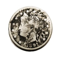 Pięciocentówka USA, znana jako Liberty Head Nickel (lub " z 1891 roku.