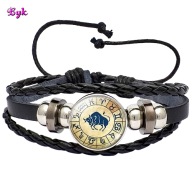 Skórzana bransoletka - Snap - Byk - regulowana, wymienne oczka