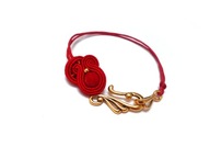 BRANSOLETKA SUTASZ śliczna czerwona 100% hand made